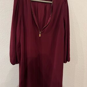 Roz & Ali Burgundy Dress with Zipper Detail